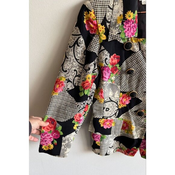 Richie Freeman Womens Vintage 100% Silk Double-Breasted Floral Blazer Sz 10 - Picture 6 of 12
